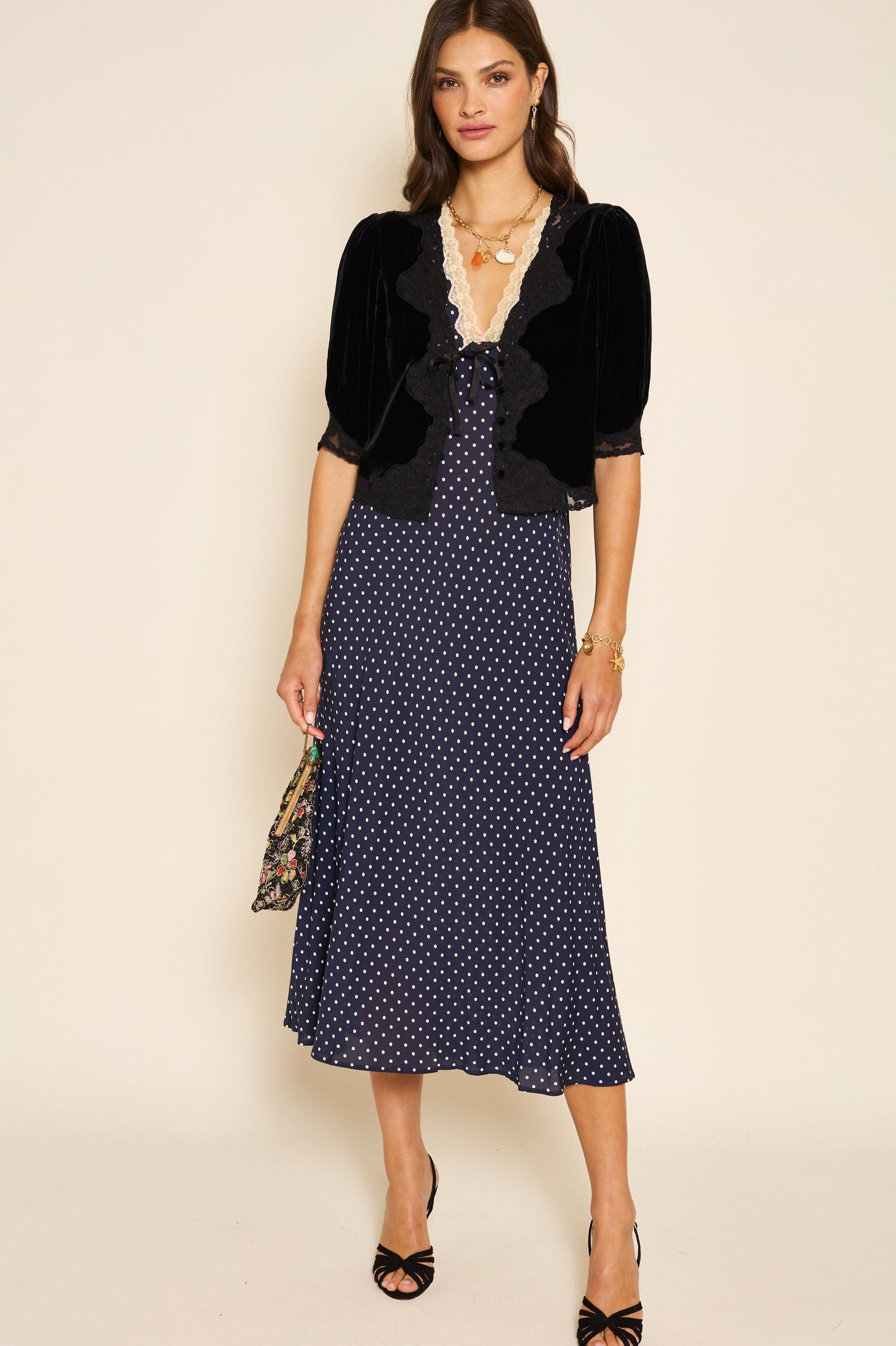 Clarice - Navy Polka Dot